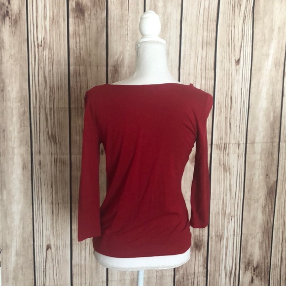 Talbots Red Top with Ruffle Neckline Small - Picture 3 of 5
